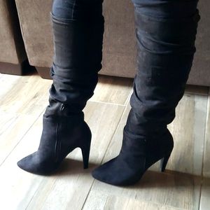 YOKI faux suede  tall Slouch boots